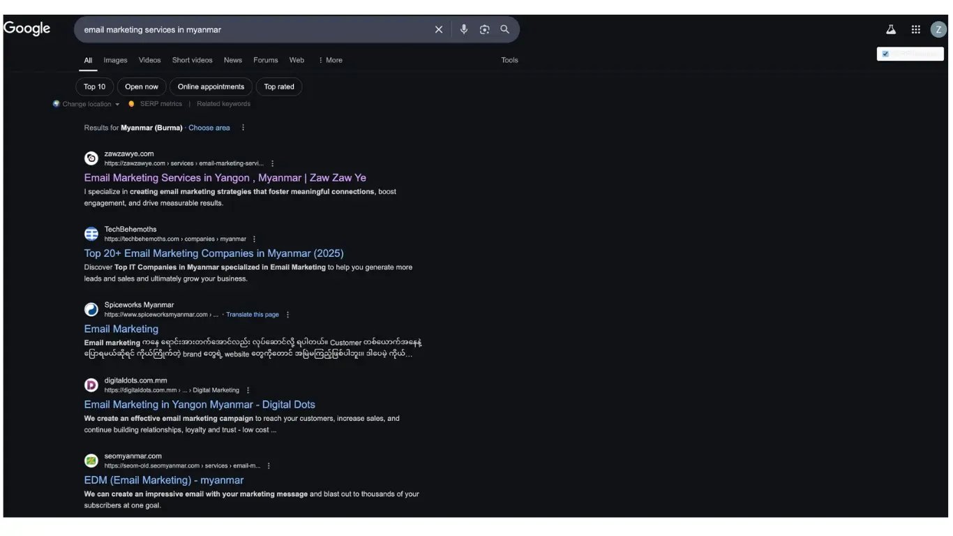 Email marekting service in myanmar google website