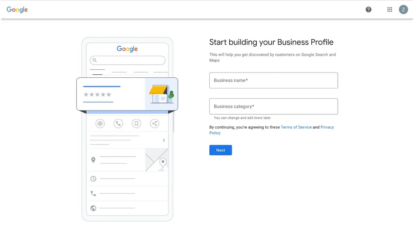 google my business web
